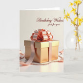 Carte de boîte dorée pour anniversaire de luxe (Fleur jaune)