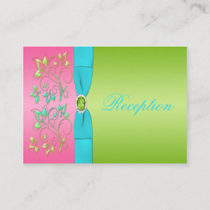 Carte de boîtier à chaux, rose et Aqua Floral