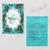 Carte de boîtier Aqua Brown Floral Damask (Devant / Derrière)