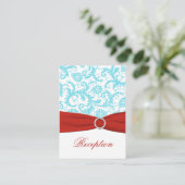 Carte de boîtier Aqua, White et Red Damask (Debout devant)