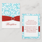 Carte de boîtier Aqua, White et Red Damask (Devant / Derrière)