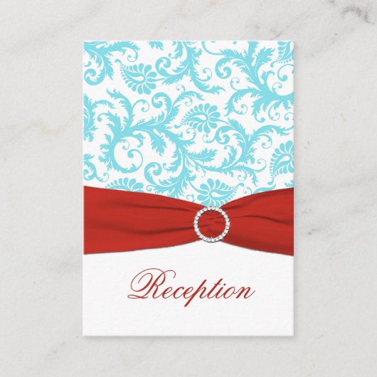 Carte de boîtier Aqua, White et Red Damask (Devant)
