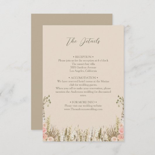 Carte de boîtier Boho Détails (Devant / Derrière)