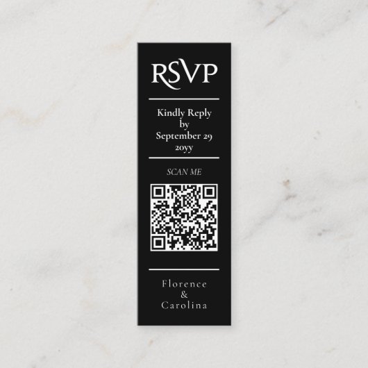 Carte de boîtier budgétaire Mariage RSVP QR Code n (Devant)
