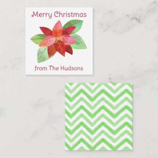 Carte de boîtier cadeau de Noël Poinsetta Watercol (Devant / Derrière)