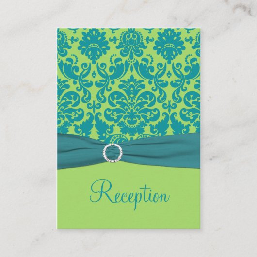 Carte de boîtier Damas vert et Turquoise (Devant)