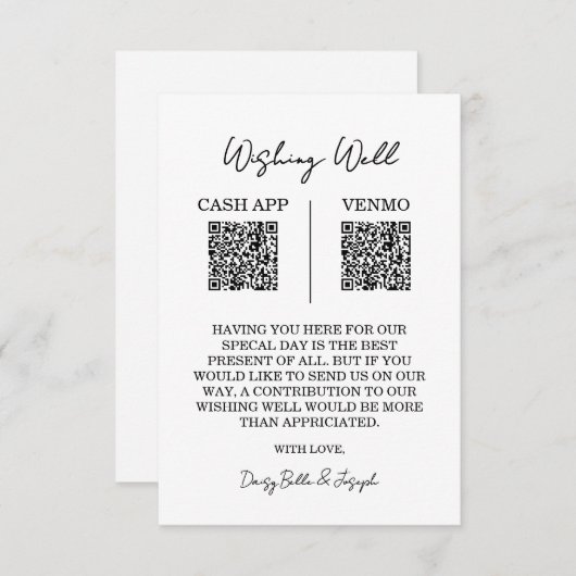 Carte de boîtier de code QR bien Mariage (Devant / Derrière)