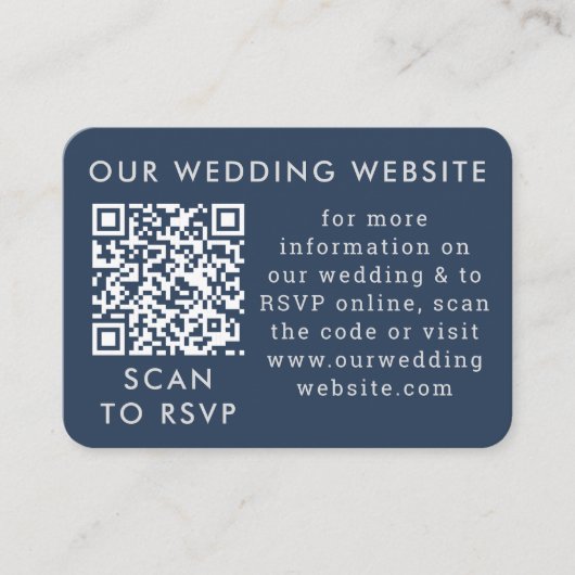 Carte de boîtier de code QR Mariage bleu marine (Devant)