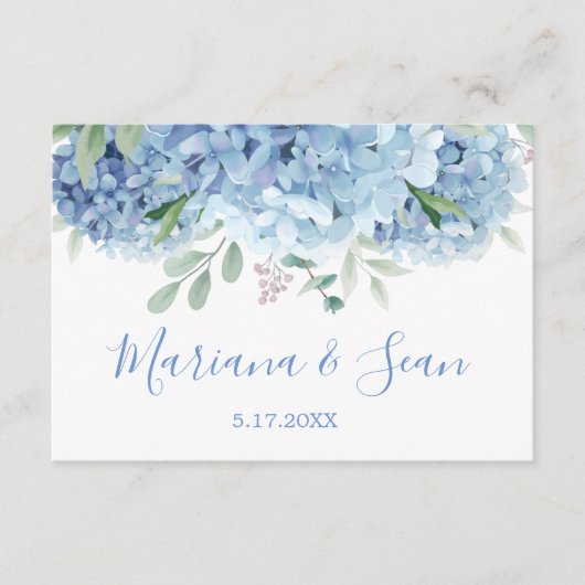 Carte de boîtier de code QR Mariage Blue Hydrangea (Devant)