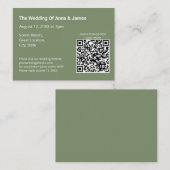 Carte de boîtier de code QR Mariage vert Sage mode (Devant / Derrière)