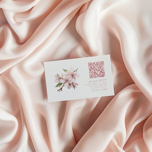 Carte de boîtier de code QR RSVP RSVP rose cerisie