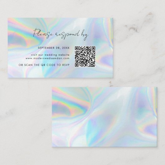 Carte de boîtier de code RSVP QR Holographique de  (Devant / Derrière)