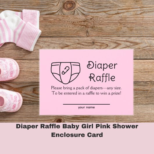 Carte de boîtier de douche rose pour bébé Raffle d
