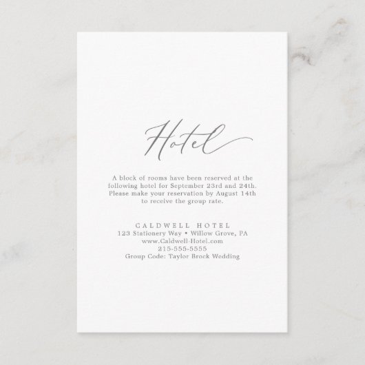 Carte de boîtier de l'hôtel Silver Calligraphy (Devant)