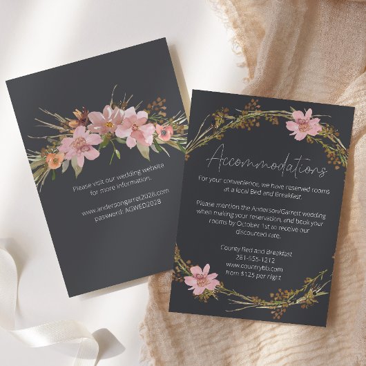Carte de boîtier de Mariage à fleurs rose foncé