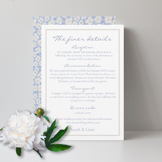 Carte de boîtier de Mariage Floral bleu blanc