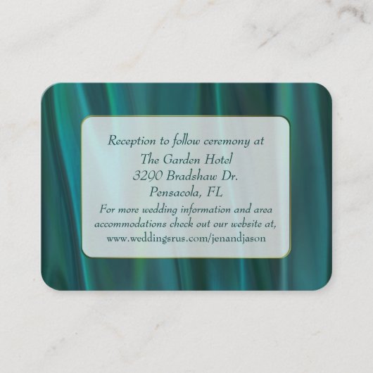 Carte de boîtier de Mariage Turquoise en satin (Devant)