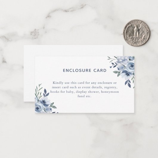 Carte de boîtier de note florale bleue (Devant/Arrière en situation)