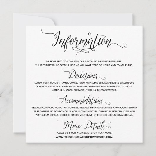 Carte de boîtier de script élégant pour informatio (Devant)