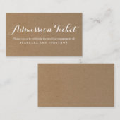 Carte de boîtier de ticket d'entrée rustique (Devant / Derrière)