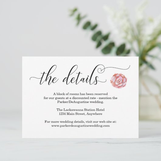 Carte de boîtier d'information rose (Debout devant)