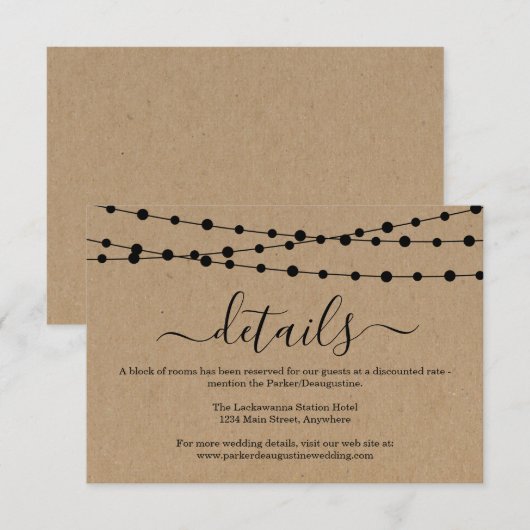 Carte de boîtier d'information - Rustic Kraft (Devant / Derrière)