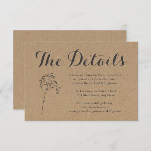 Carte de boîtier d'informations | Rustique Kraft (Devant / Derrière)