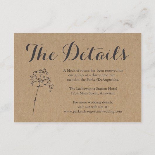 Carte de boîtier d'informations | Rustique Kraft (Devant)