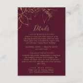 Carte de boîtier dorée Floral Bourgogne Or Détails (Devant)