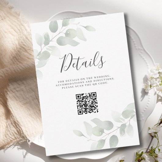 Carte de boîtier du Mariage de code QR Eucalyptus