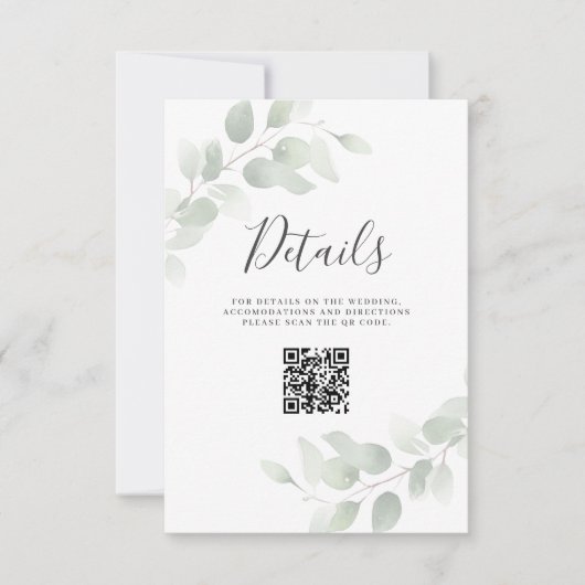 Carte de boîtier du Mariage de code QR Eucalyptus (Devant)