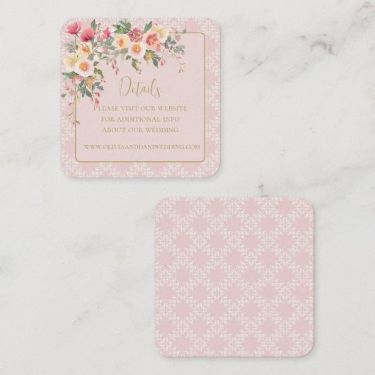 Carte de boîtier du Mariage floral Flush Spring Dé (Devant / Derrière)