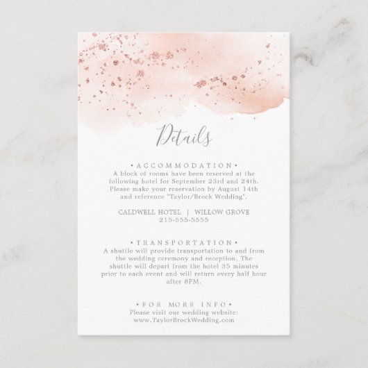 Carte de boîtier du Mariage rose Gold Watercolor (Devant)