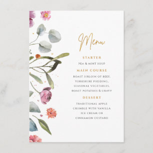 Carte de boîtier du menu Floral Boot Wellington