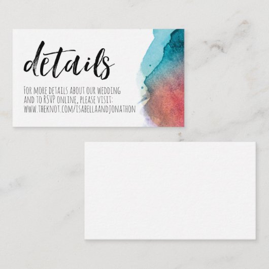 Carte de boîtier du site Web Mariage aquarelle (Devant / Derrière)