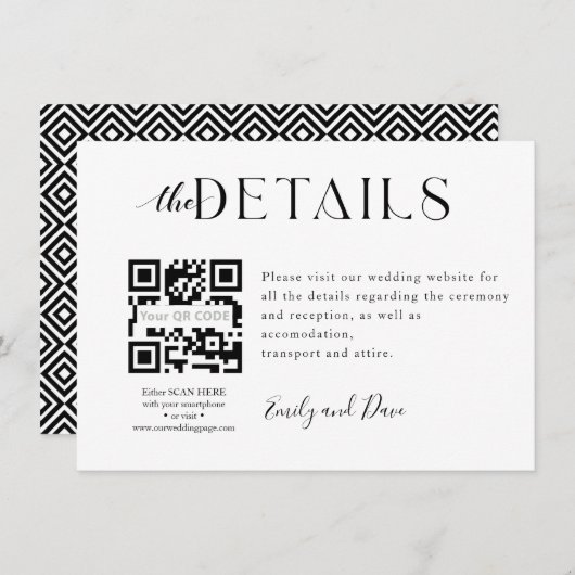 Carte de boîtier du site Web mariage QR CODE (Devant / Derrière)