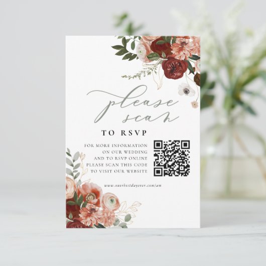 Carte de boîtier du site Web mariage QR Code RSVP (Debout devant)