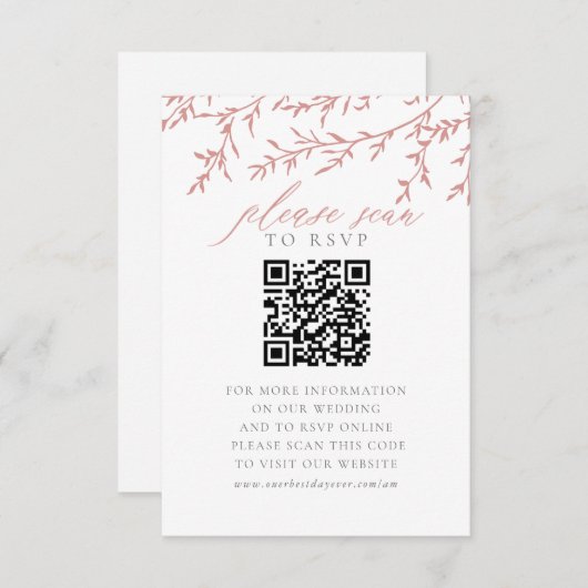 Carte de boîtier du site Web mariage QR Code RSVP (Devant / Derrière)