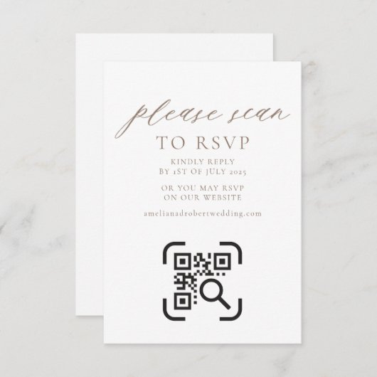 Carte de boîtier du site Web mariage QR Code RSVP  (Devant / Derrière)