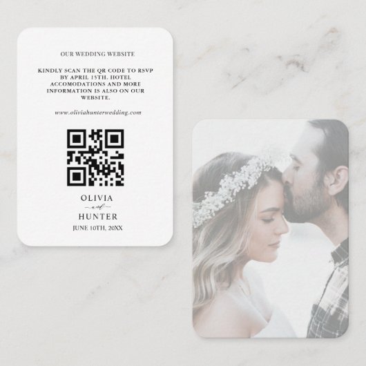Carte de boîtier du site Web Mariage RSVP de code (Devant / Derrière)