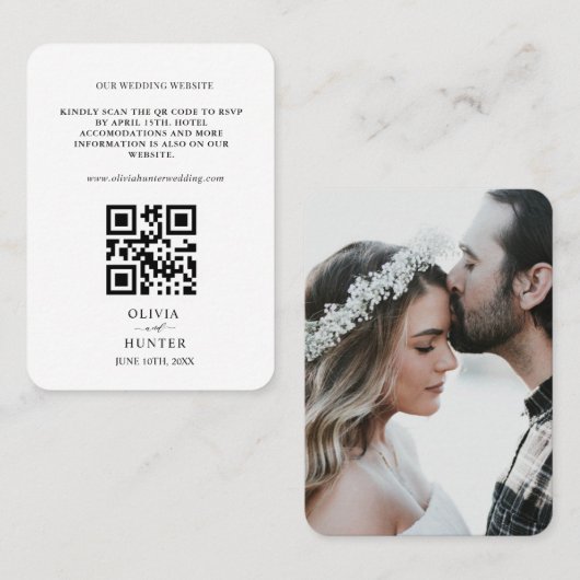 Carte de boîtier du site Web Mariage RSVP de code (Devant / Derrière)