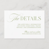 Carte de boîtier du site Web Mariage Sage Green & (Devant)