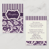 Carte de boîtier en damas à rayures roses violet, (Devant / Derrière)