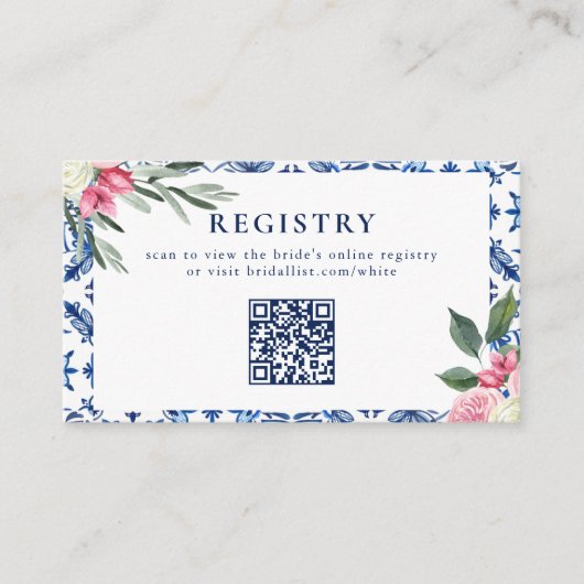 Carte de boîtier en Fête des mariées Florale bleue (Devant)