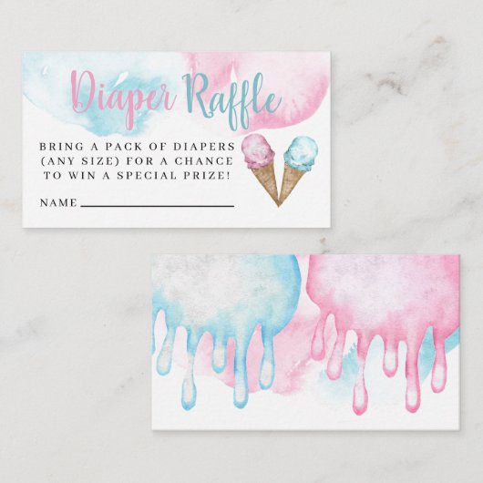 Carte de boîtier en tombola à crème glacée. (Devant / Derrière)