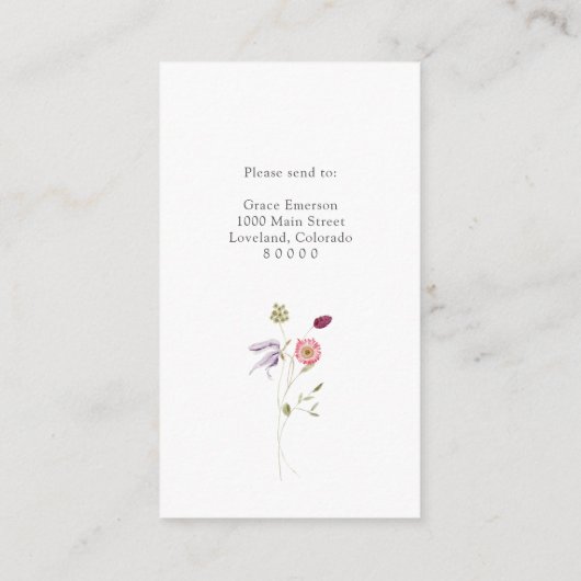 Carte de boîtier fleur sauvage (Dos)