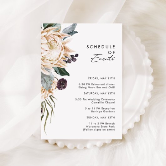 Carte de boîtier Floral Blanc Calendrier des événe