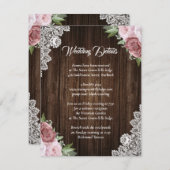 Carte de boîtier florale en dentelle de bois rose  (Devant / Derrière)