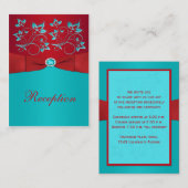 Carte De Boîtier Florale Rouge, Turquoise (Devant / Derrière)