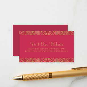 Carte de boîtier Magenta Red Gold Mariage moderne